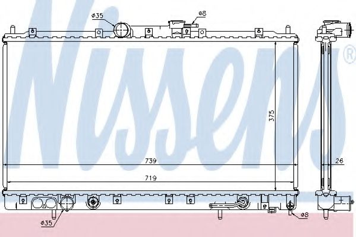 Радиатор охлаждения MITSUBISHI GALANT VI (EA2-6) (96-) AT (выр-во Nissens) Nissens (62869A) - изображение 1