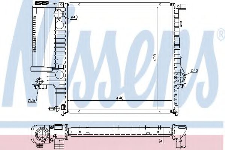 Радиатор охлаждения BMW 3 (E36) COMPACT (94-) 318-323i (выр-во Nissens) Nissens (60623A) - изображение 1