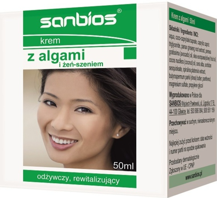 Krem do twarzy Sanbios With Algae Ginseng przeciwstarzeniowy 50 ml (5908230845697) - obraz 1