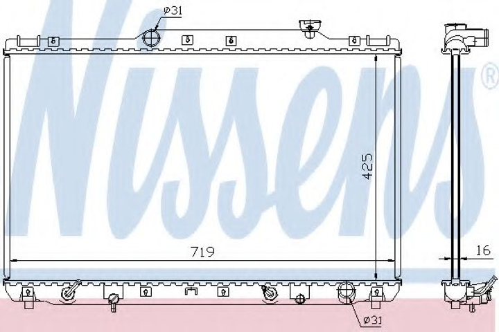 Радиатор охлаждения TOYOTA CAMRY (XV1) (91-) 2.2 и 16V (выр-во Nissens) Nissens (647681) - изображение 1