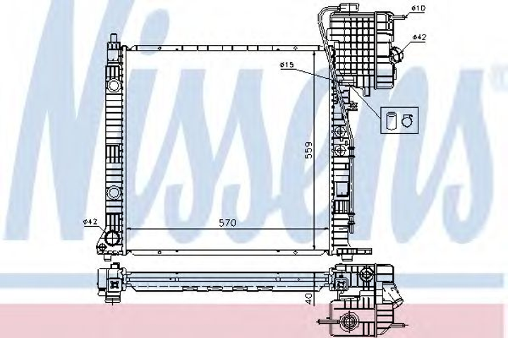 Радиатор охлаждения MERCEDES VITO I W638 (96-) (выр-во Nissens) Nissens (62559A) - изображение 1