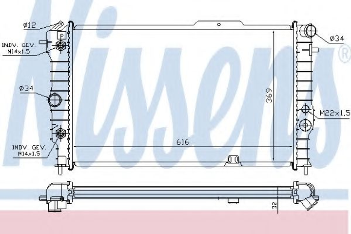 Радиатор охлаждения OPEL VECTRA A (88-) АО (выр-во Nissens) Nissens (630641) - изображение 1