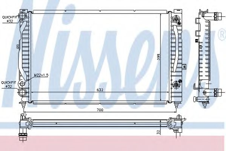 Радіатор охолодження AUDI, VW (вир-во Nissens) Nissens (60229) - зображення 1