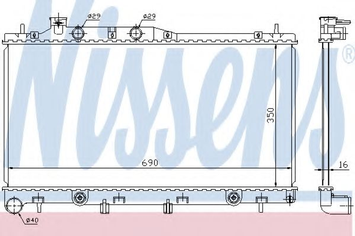 Радіатор охолодження SUBARU LEGACY (03-) 3.0 i (вир-во Nissens) Nissens (64115) - зображення 1