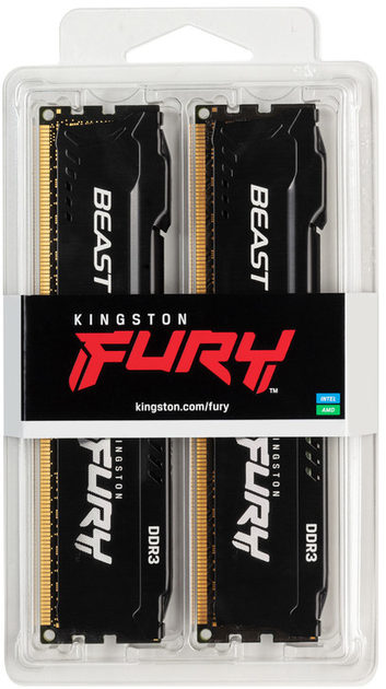 Оперативна пам'ять Kingston Fury DDR3-1866 16384 MB PC3-14900 (Kit of 2x8192) Beast Black (KF318C10BBK2/16) - зображення 2