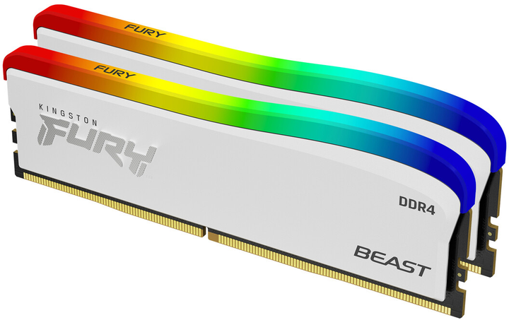Оперативна пам'ять Kingston Fury DDR4-3200 16384MB PC4-25600 (Kit of 2x8192) Beast RGB Special Edition White (KF432C16BWAK2/16) - зображення 1