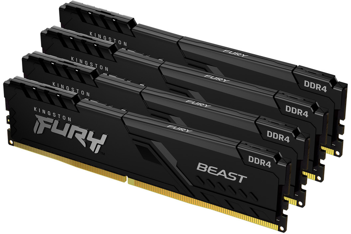 Pamięć Kingston Fury DDR4-3200 65536 MB PC4-25600 (Kit of 4x16384) Beast Black (KF432C16BB1K4/64) - obraz 1