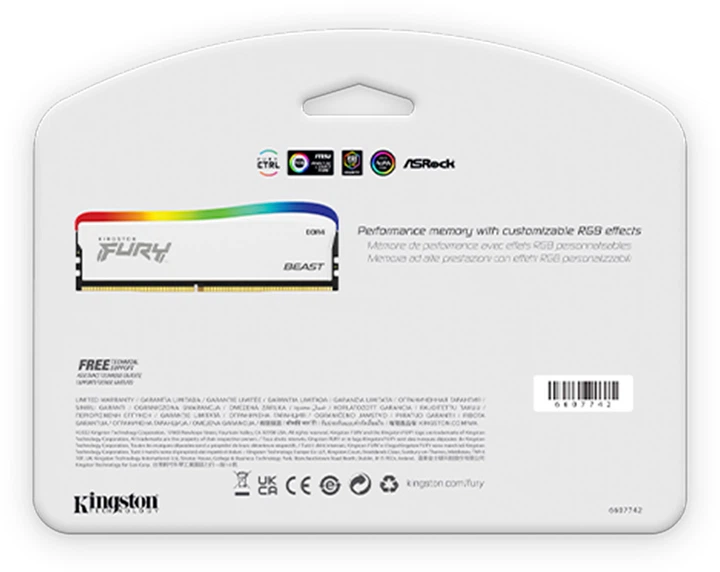 Pamięć Kingston Fury DDR4-3600 8192MB PC4-28800 Beast RGB Special Edition White (KF436C17BWA/8) - obraz 5