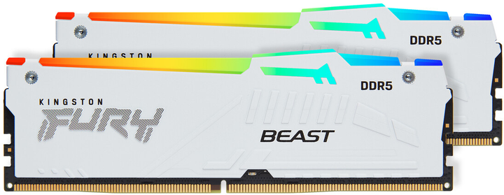 Pamięć Kingston Fury DDR5-5200 32768MB PC5-41600 (Kit of 2x16384) Beast AM5 RGB White (KF552C36BWEAK2-32) - obraz 2