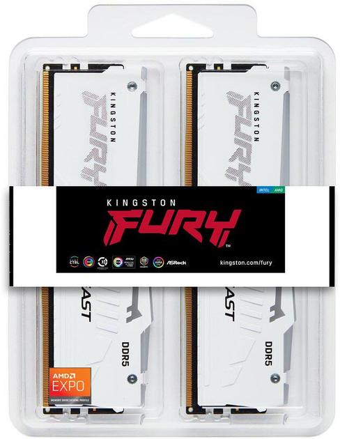 Оперативна пам'ять Kingston Fury DDR5-5200 32768MB PC5-41600 (Kit of 2x16384) Beast AM5 RGB White (KF552C36BWEAK2-32) - зображення 5