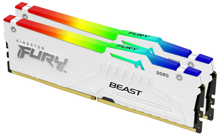 Pamięć Kingston Fury DDR5-5200 65536MB PC5-41600 (Kit of 2x32768) Beast AM5 RGB White (KF552C36BWEAK2-64) - obraz 1
