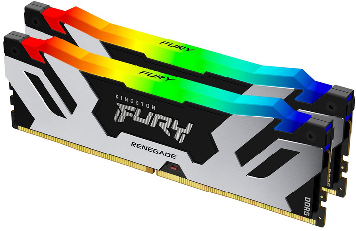 Оперативна пам'ять Kingston Fury DDR5-6400 32768MB PC5-51200 (Kit of 2x16384) Renegade RGB Black (KF564C32RSAK2-32) - зображення 1