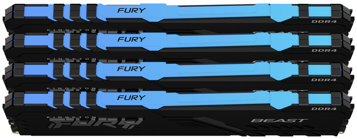 Оперативная память Kingston Fury DDR4-3200 65536MB PC4-25600 (Kit of 4x16384) Beast RGB Black (KF432C16BBAK4/64) - изображение 2