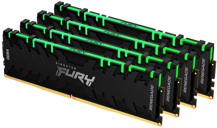 Оперативная память Kingston Fury DDR4-3200 65536MB PC4-25600 (Kit of 4x16384) Renegade RGB 2Rx8 Black (KF432C16RB1AK4/64) - изображение 1