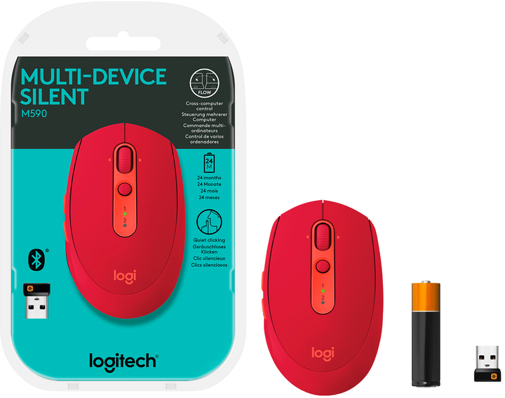 Mysz Logitech M590 Wireless Bluetooth Multi-Device Silent Ruby (910-005199) - obraz 5
