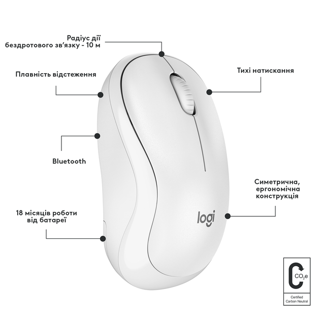 Миша Logitech M240 Silent Bluetooth White (910-007120) - зображення 7