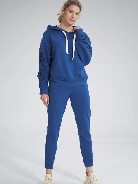 Bluza damska z kapturem kangurka Figl M801 XL Niebieska (5902194407151) - obraz 5