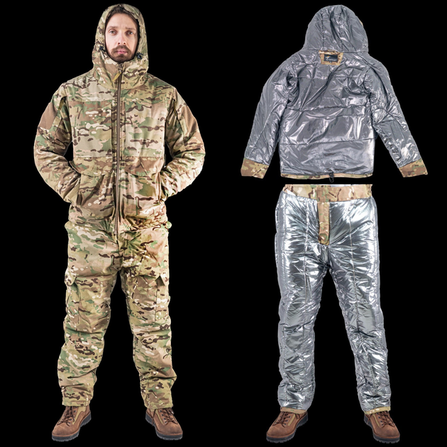 Тактический Зимний военный коcтюм с теплоотражающей подкладкой Omni Hit Multicam Куртка с капюшоном и зимние штаны Рип Стоп 3XL Mультикам HWMRZZ0026800-4 - изображение 1