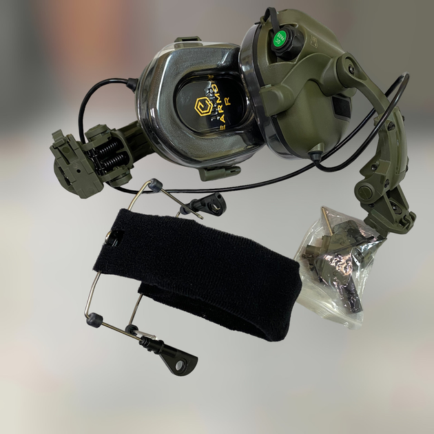 Наушники Earmor M31 с креплением на шлем HD-ACC-08 Олива, активные наушники с адаптером чебурашка на рейку ARC (243811-244442) - изображение 1