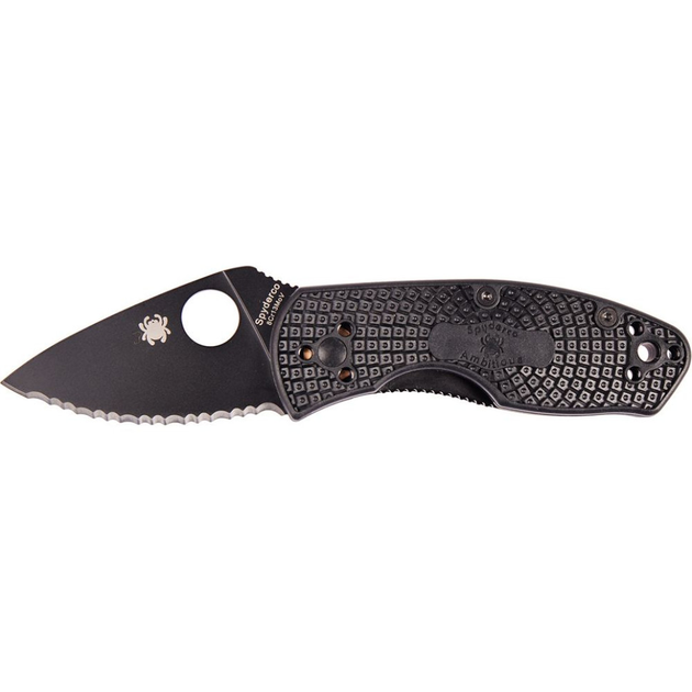 Нож складной Spyderco Ambitious FRN Black Blade серрейтор тип замка Liner Lock C148SBBK - изображение 2