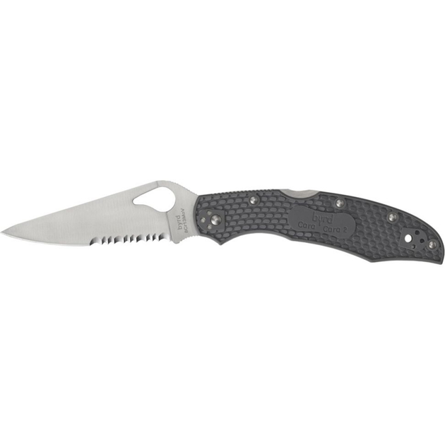 Нож складной Spyderco Byrd Cara Cara 2 полусеррейтор Grey тип замка Back Lock BY03PSGY2 - изображение 2