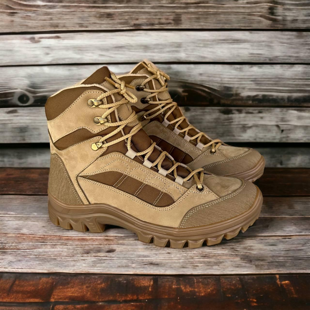 Зимові черевики військові, полуботи койот тактичне взуття нубук 43 - зображення 1