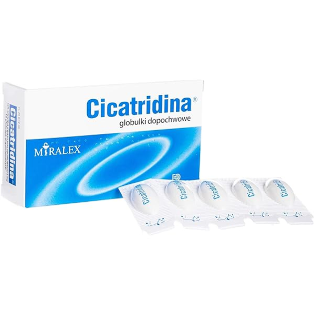 Czopki do higieny intymnej Cicatridina 10 Ovules Vaginal 5 g (8032595870272) - obraz 1