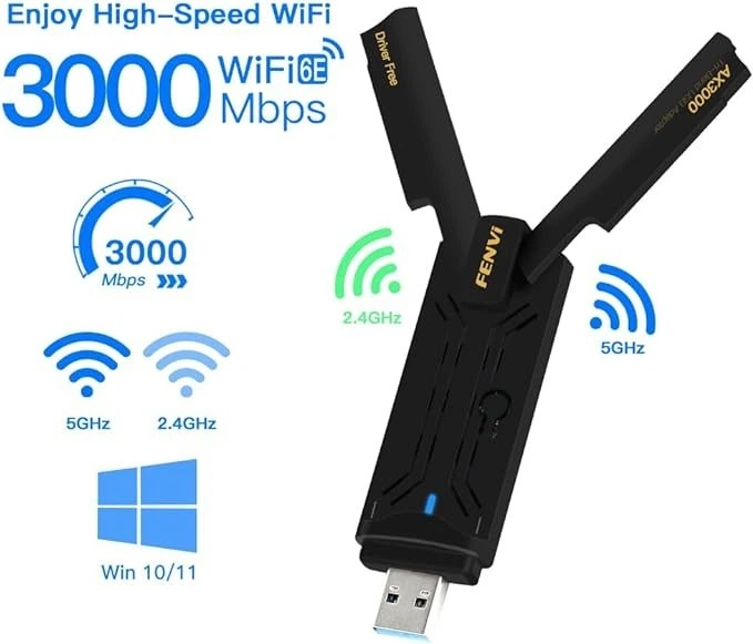Адаптер WiFi 6E 160MHz 3000 МБіт/с RTL8832CU USB3.0 802.11AX Mu-MIMO 1024-QAM 2х5 дБ - зображення 2