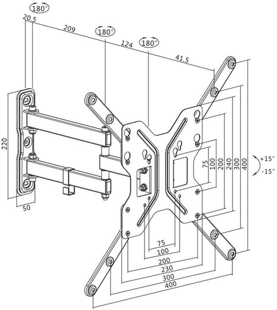 Настінне кріплення Logilink BP0016 23-55" (4052792042634) - зображення 2