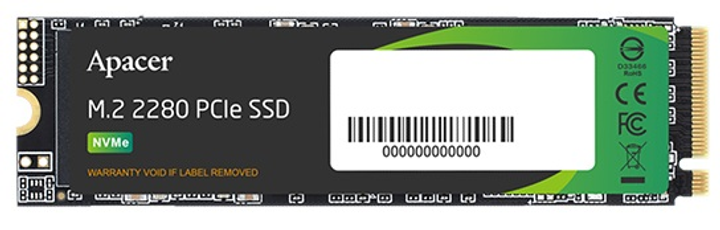 Dysk SSD Apacer AS2280P4X 1TB NVMe M.2 2280 PCIe 3.0 x4 3D NAND TLC (AP1TBAS2280P4X-1) - obraz 1