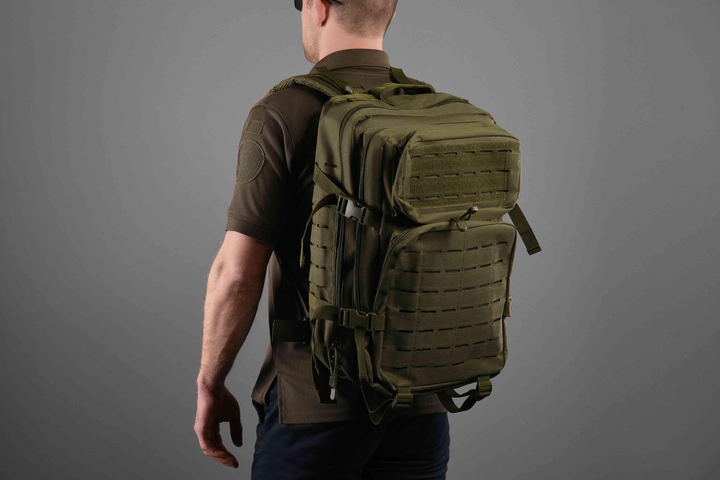 Тактичний великий рюкзак 45L, зелений карабіни Fastex - зображення 2