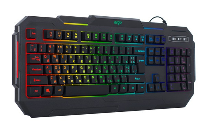 Игровая клавиатура с подсветкой Ergo KB-680 USB light Black. Клавиатура Эрго для ПК с RGB подсветкой клавиш - изображение 4