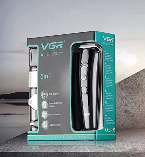 Машинка для стрижки 5 в 1 VGR V-175, чорна - изображение 3