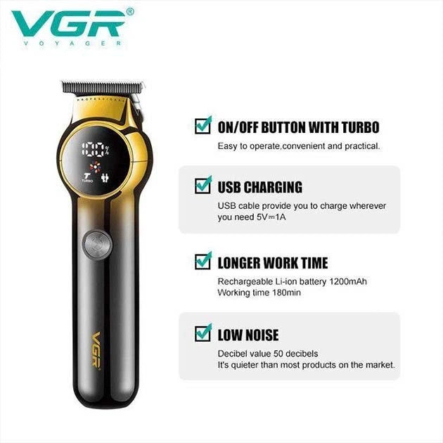 Триммер для бороды и усов VGR V-989 7000 об. Машинка для стрижки, окантовки керамика+сталь. Цвет: черный - изображение 8