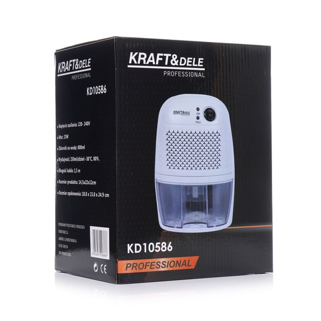 Осушитель воздуха Kraft&Dele KD10586 поглотитель влаги 800 мл 25 Вт 250 мл/сутки Белый (KD10586) - изображение 5