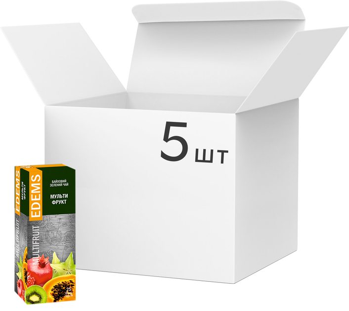 Акція на Упаковка зеленого пакетованого чаю Edems Мультифрукт 25 пакетиків х 5 пачок від Rozetka