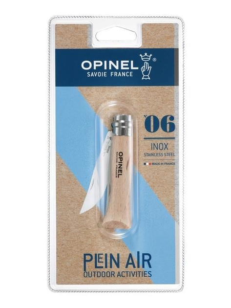 Ніж розкладний 72мм, бук Opinel Inox Natural blister 06 000404 - изображение 2