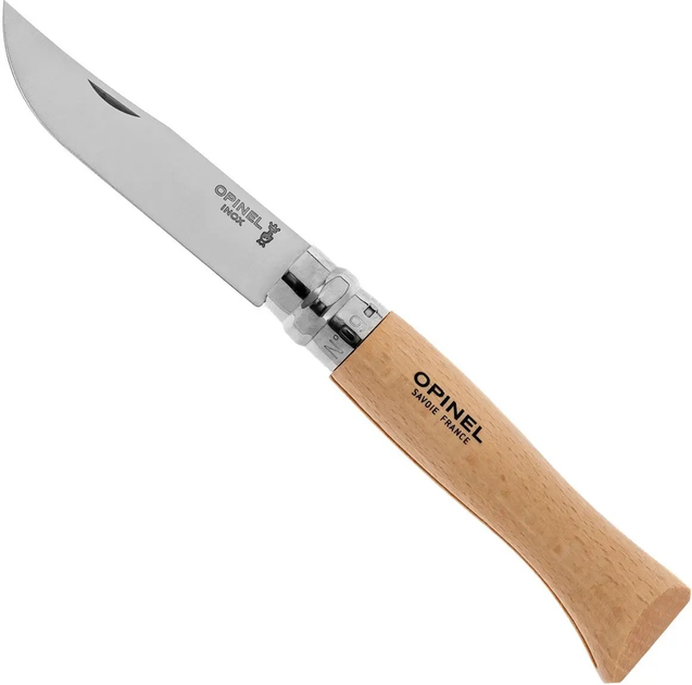 Складаний ніж 90мм, бук Opinel Inox Natural blister 09 001254 - зображення 1