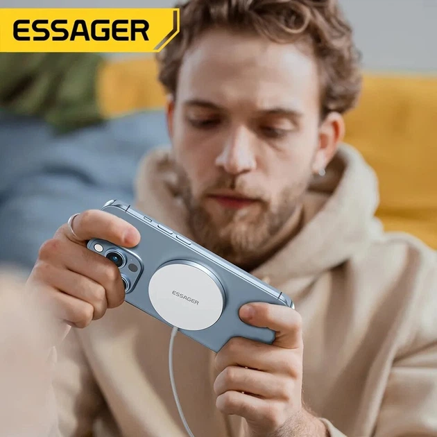Магнитное беспроводное зарядное устройство Essager MagSafe 15 Вт Быстрая беспроводная Qi зарядка 3в1 для Apple Samsung White (695844357005) - изображение 3