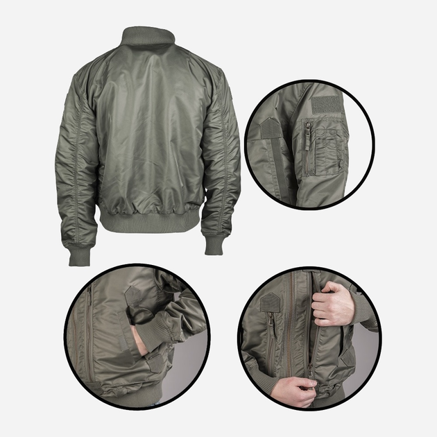 Куртка тактична чоловіча MIL-TEC US Tactical Flight Jacket 10404601 S 182 Olive (2000980619061) - зображення 2