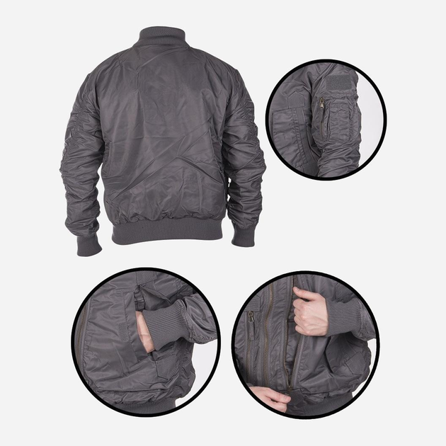 Куртка тактическая мужская MIL-TEC US Tactical Flight Jacket 10404608 2XL 1332 Urban grey (2000980619146) - изображение 2