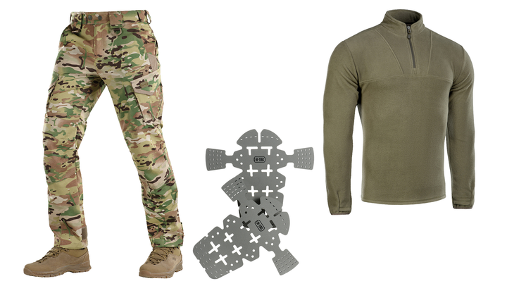 M-tac комплект штани тактичні із вставними наколінниками кофта флісова L - зображення 1