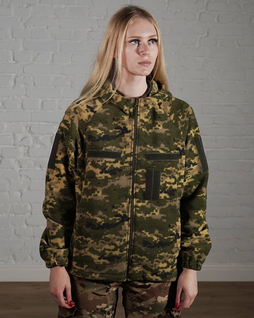 Женская военная тактическая флисовая кофта с капюшоном р. S Пиксель - изображение 1