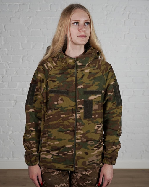 Женская военная тактическая флисовая кофта с капюшоном р. L Мультикам - изображение 1
