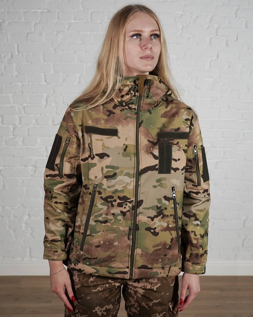 Жіноча військова тактична куртка SoftShell тришарова осінь/зима р. M Мультикам - зображення 1