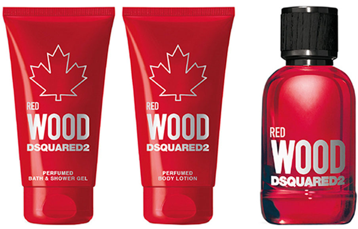 Zestaw damski Dsquared 2 Red Wood Woda toaletowa damska 50 ml + Żel pod prysznic 50 ml + Lotion do ciała 50 ml (8011003860623) - obraz 1