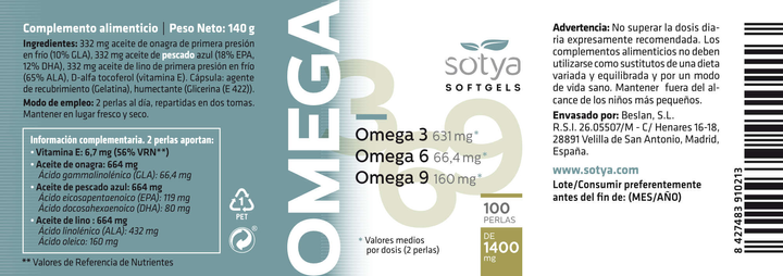 Дієтична добавка Sotya Omega 3,6,9 100 перлин(8427483910213) - зображення 2