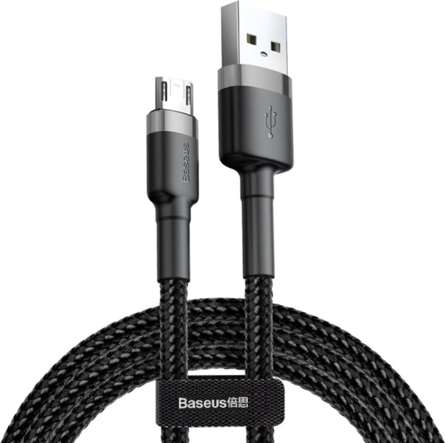 Кабель Baseus Cafule Cable USB for Micro 2A 3 м Black-Grey (CAMKLF-HG1) - зображення 1