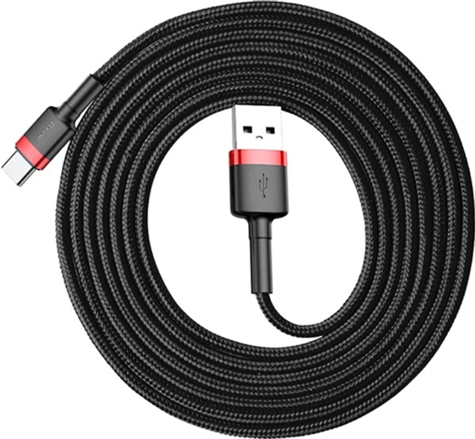 Кабель Baseus Cafule Cable USB for Type-C 2A 3 м Red+Black (CATKLF-U91) - зображення 2