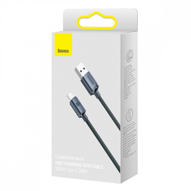 Кабель Baseus Crystal Shine Series Fast Charging Data Cable USB to Type-C 100W 1.2 м Black (CAJY000401) - зображення 5